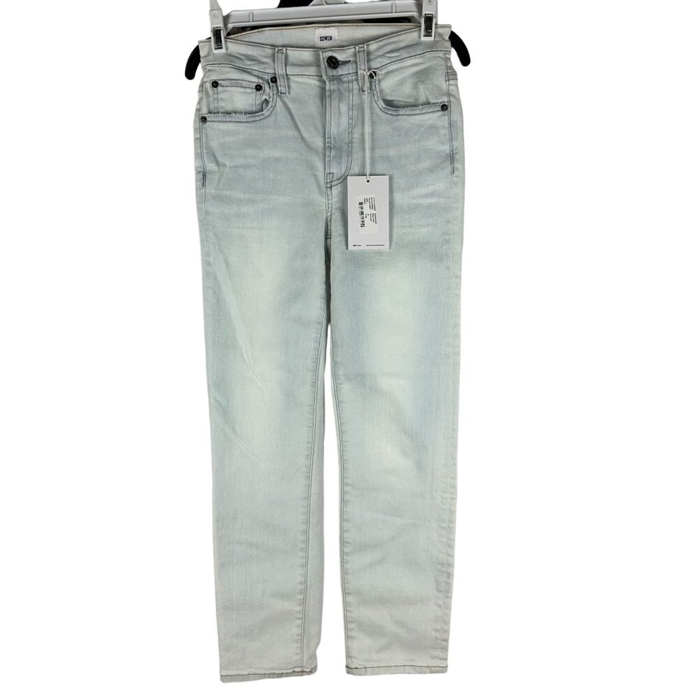 Edwin Bree Crop Slim Straight Jeans Outcast 24 Light Wash Denim Womens Fitted
